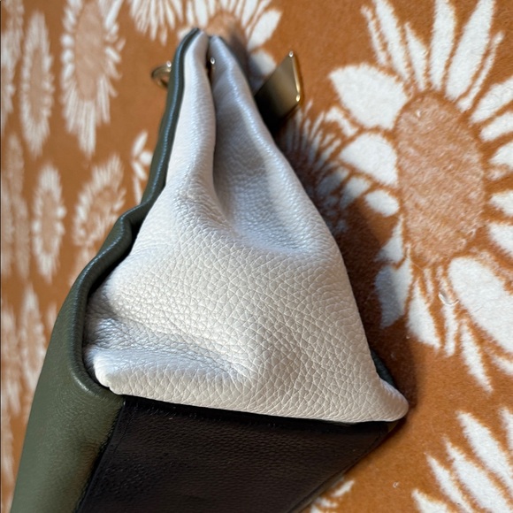 Coach Dark Olive, White, & Black Pebbled Leather Shoulder Bag with Wallet - Picture 5 of 11